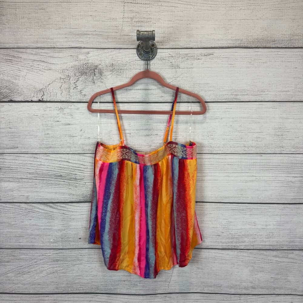 Savanna Jane Women's Colorful Sleeveless Boho Embroidered Top Size Large